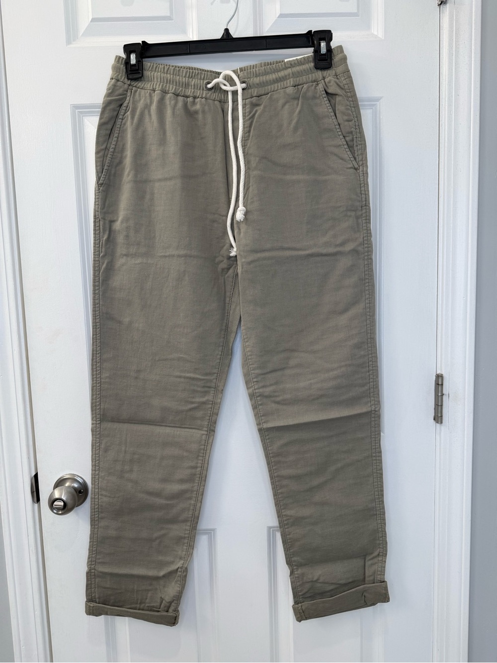 Marine Layer Saturday Beach Pants Slim Straight Fit Beige Drawstring Size Medium